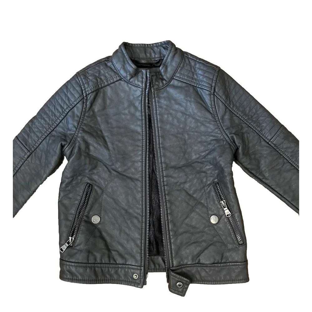 Urban outfitters boys Sz 7 bomber jacket‎ Coat Black Full Zip